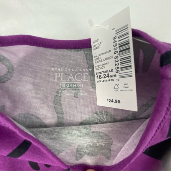 NWT Children's Place Purple Cat Dress Size 18-24M - Picture 3 of 5
